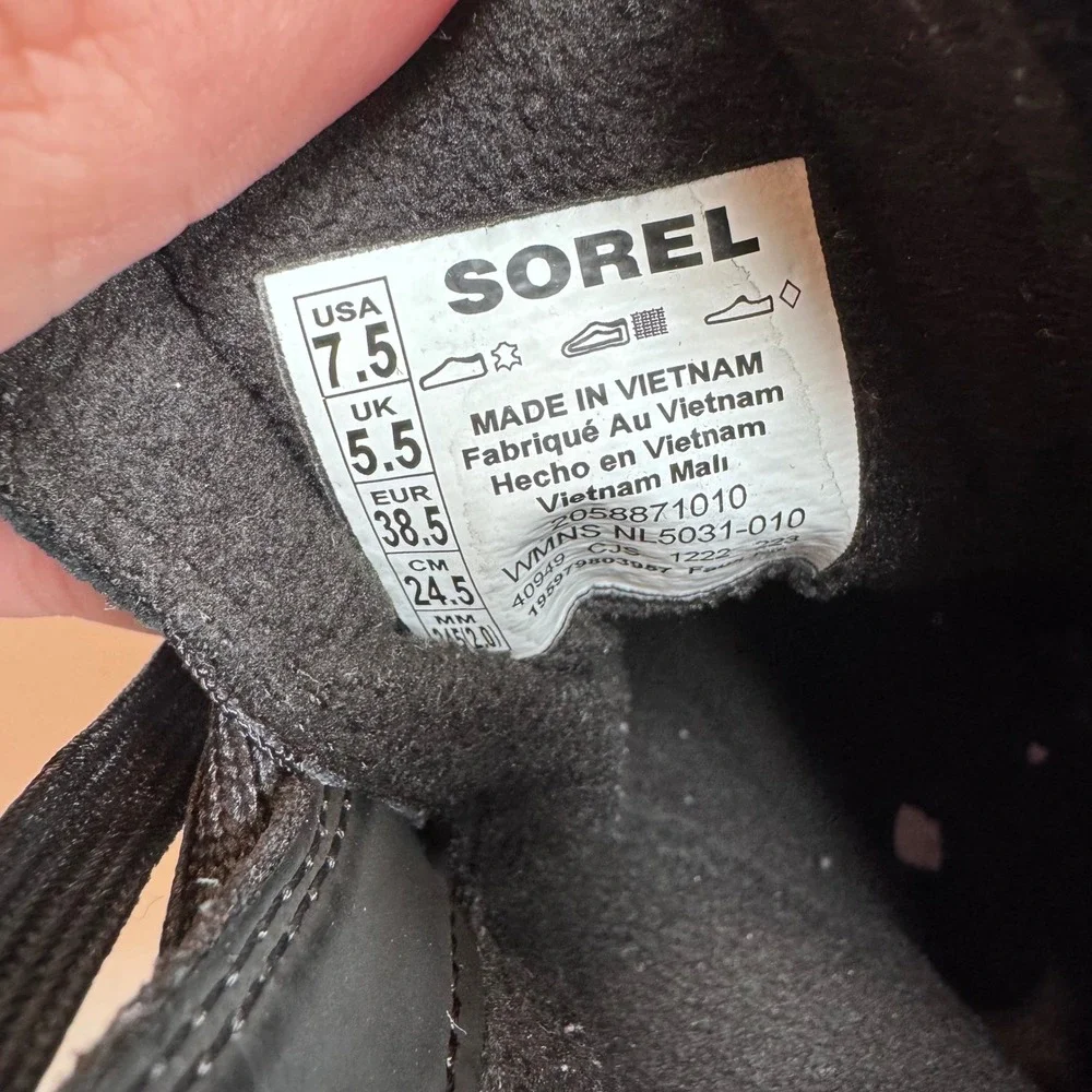 SOREL Explorer Next Joan Black Waterproof Boots Size 7.5 Winter Snow Suede - Picture 4 of 10